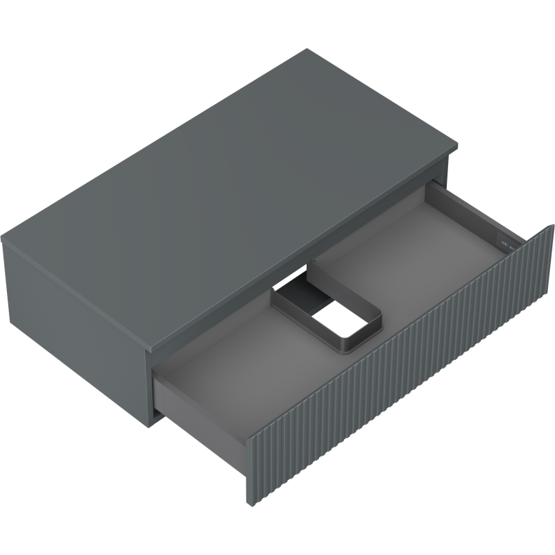 Mexen Rivel dulap baie de 90 cm cu blat, 1 sertar, canelat, grafit mat - 91A20-09023-1-BFC66