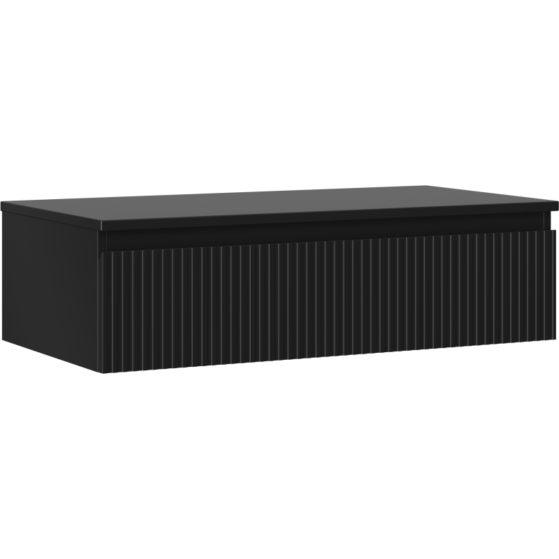 Mexen Rivel 90 cm mosdószekrény pulttal, 1 fiók, bordázott, fekete matt - 91A20-09023-1-BFC71