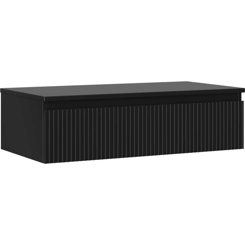 Mexen Rivel dulap baie sub chiuvetă 90 cm cu blat, 1 sertar, canelat, negru mat - 91A20-09023-1-BFC71