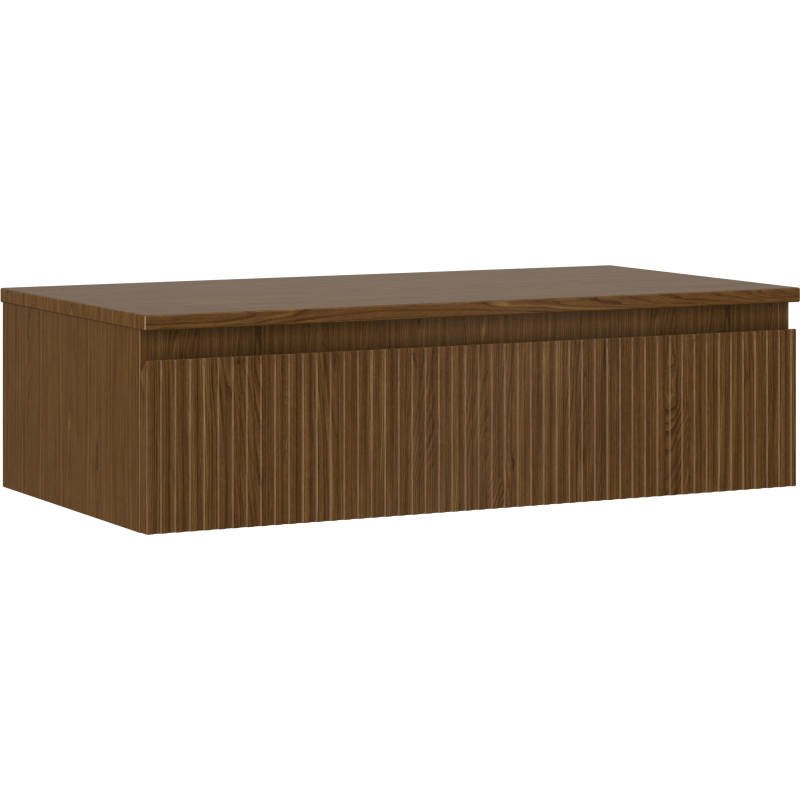 Mexen Rivel fürdőszobai mosdószekrény 90 cm-es, lappal, 1 fiók, bordázott, dió - 91A20-09023-1-BFC86