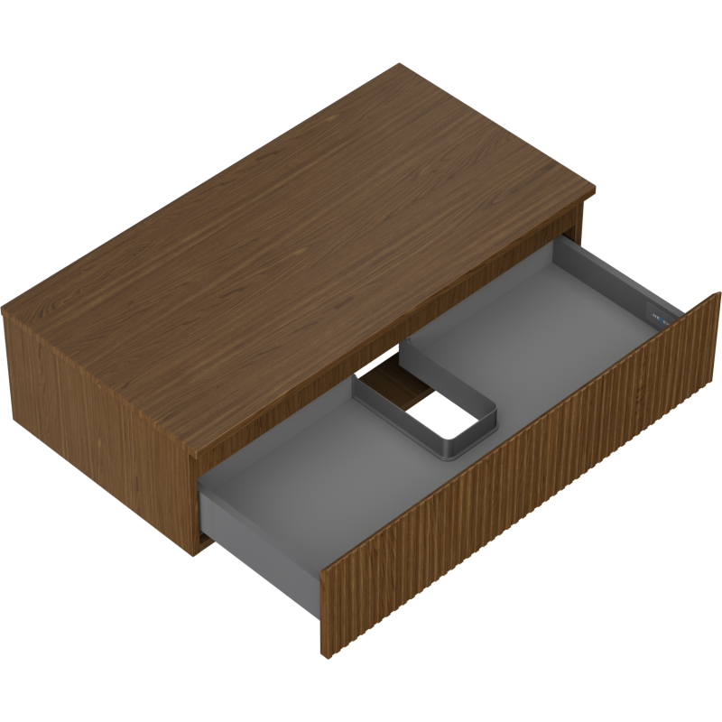 Mexen Rivel dulap baie sub lavoar 90 cm cu blat, 1 sertar, canelat, nuc - 91A20-09023-1-BFC86