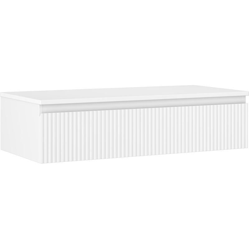 Mexen Rivel fürdőszobai fiókos szekrény 100 cm, munkalappal, 1 fiók, bordázott, fehér matt - 91A20-10023-1-BFC01