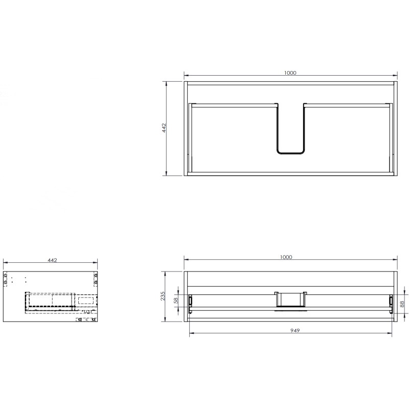 Mexen Rivel dulap baie sub chiuvetă 100 cm cu blat, 1 sertar, striat, grafit mat - 91A20-10023-1-BFC66