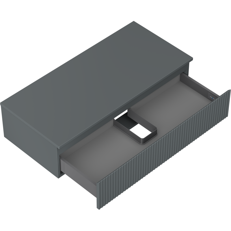 Mexen Rivel dulap de baie sub lavoar 100 cm cu blat, 1 sertar, canelat, grafit mat - 91A20-10023-1-BFC66