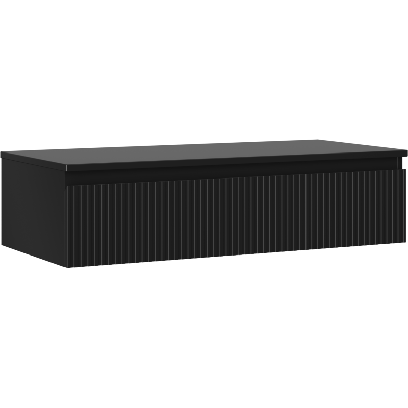 Mexen Rivel dulap de baie sub lavoar 100 cm cu blat, 1 sertar, canelat, negru mat - 91A20-10023-1-BFC71