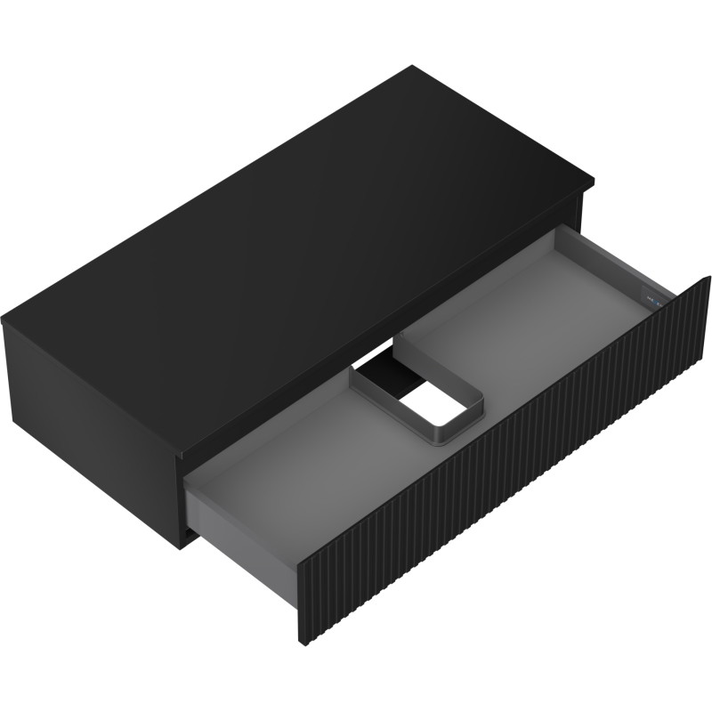 Mexen Rivel dulap baie sub chiuvetă 100 cm cu blat, 1 sertar, canelat, negru mat - 91A20-10023-1-BFC71
