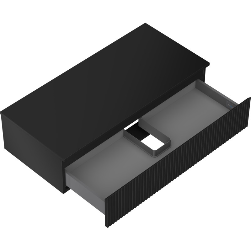 Mexen Rivel dulap de baie sub lavoar 100 cm cu blat, 1 sertar, canelat, negru mat - 91A20-10023-1-BFC71