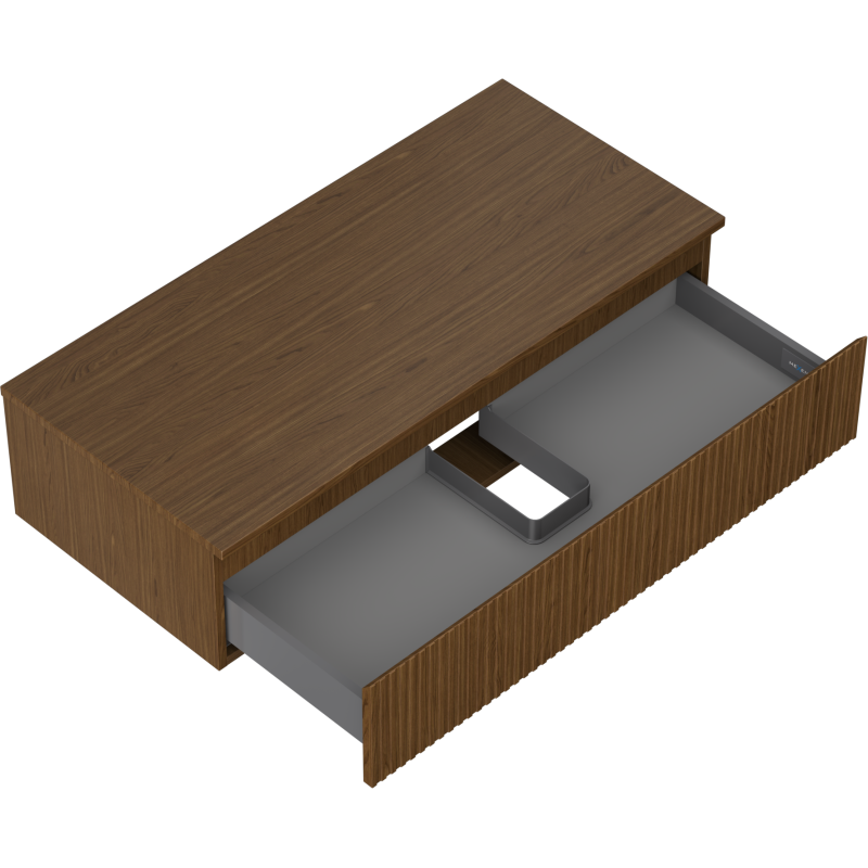 Mexen Rivel dulap baie sub chiuvetă 100 cm cu blat, 1 sertar, șanfrenat, nuc - 91A20-10023-1-BFC86