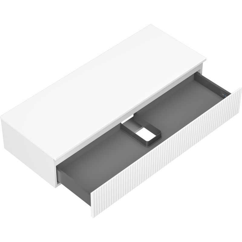 Mexen Rivel dulap baie pentru lavoar 120 cm cu blat, 1 sertar, canelat, alb mat - 91A20-12023-1-BFC01