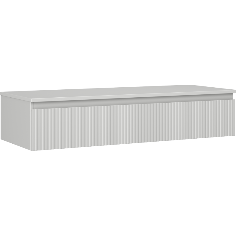 Mexen Rivel fürdőszobai mosdószekrény 120 cm munkalappal, 1 fiók, bordázott, szürke matt - 91A20-12023-1-BFC62