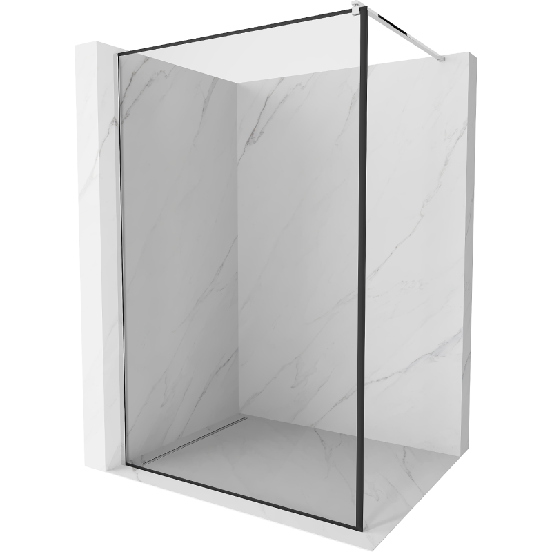 Mexen Kioto perete de duș Walk-in 110 x 200 cm, cadru negru 8 mm, crom - 800-110-101-01-70