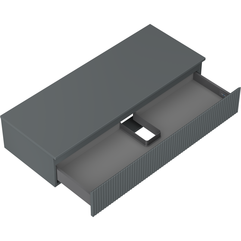 Mexen Rivel dulap de baie sub lavoar 120 cm cu blat, 1 sertar, riflat, grafit mat - 91A20-12023-1-BFC66