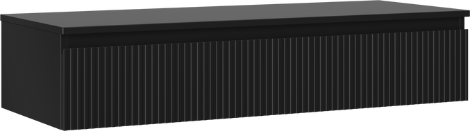 Mexen Rivel 120 cm-es fürdőszobai mosdószekrény lappal, 1 fiók, lamellás, fekete matt - 91A20-12023-1-BFC71