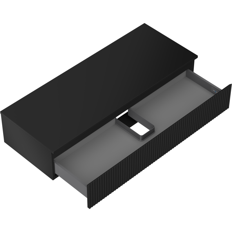 Mexen Rivel dulap baie pentru lavoar 120 cm cu blat, 1 sertar, riflat, negru mat - 91A20-12023-1-BFC71