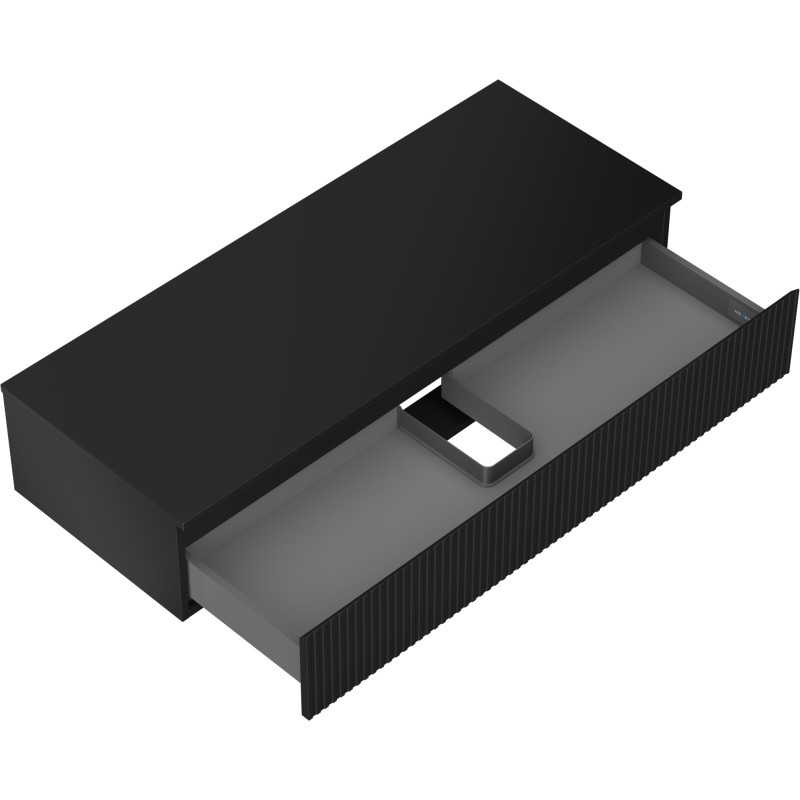Mexen Rivel dulap baie sub chiuvetă 120 cm cu blat, 1 sertar, profilat, negru mat - 91A20-12023-1-BFC71