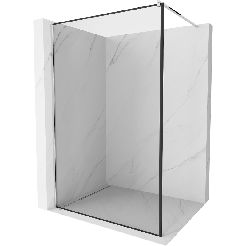 Mexen Kioto Walk-in zuhanyfal 130 x 200 cm, fekete keret, 8 mm, króm - 800-130-101-01-70