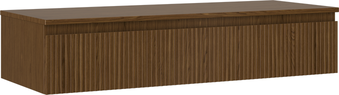 Mexen Rivel fürdőszobai mosdószekrény 120 cm pulttal, 1 fiók, bordázott, dió - 91A20-12023-1-BFC86