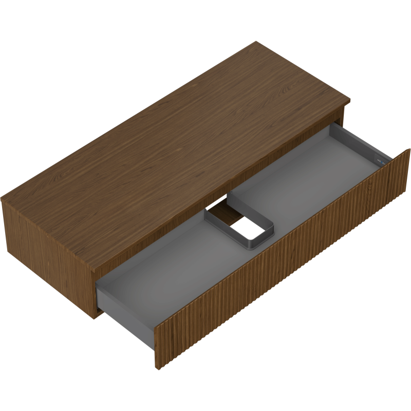 Mexen Rivel fürdőszobai mosdószekrény 120 cm pulttal, 1 fiók, bordázott, dió - 91A20-12023-1-BFC86