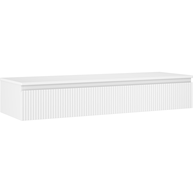 Mexen Rivel dulap de baie sub lavoar de 140 cm cu blat, 1 sertar, canelat, alb mat - 91A20-14023-1-BFC01