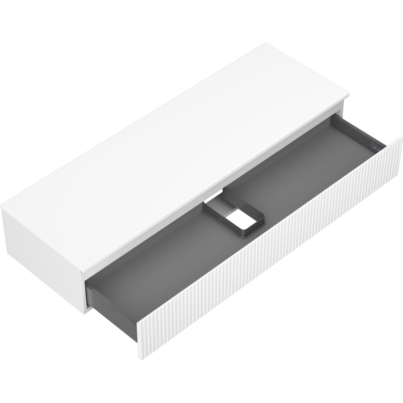 Mexen Rivel dulap de baie sub lavoar de 140 cm cu blat, 1 sertar, canelat, alb mat - 91A20-14023-1-BFC01