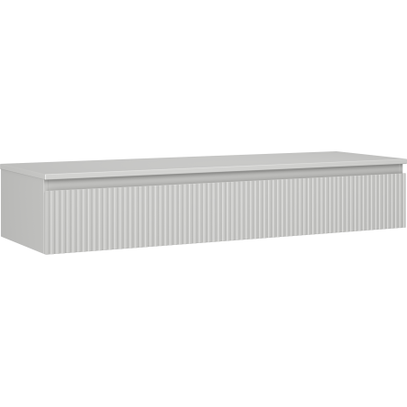 Mexen Rivel 140 cm-es fürdőszobai szekrény mosdó alá, lappal, 1 fiók, bordázott, szürke matt - 91A20-14023-1-BFC62