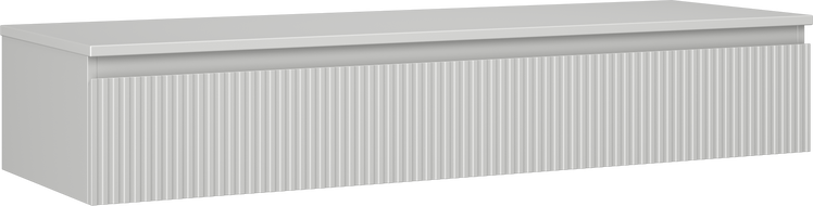 Mexen Rivel fali mosdószekrény 140 cm-es munkalappal, 1 fiók, bordázott, szürke matt - 91A20-14023-1-BFC62