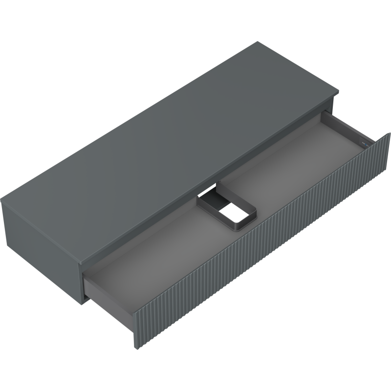 Mexen Rivel dulap baie sub chiuvetă 140 cm cu blat, 1 sertar, canelat, grafit mat - 91A20-14023-1-BFC66