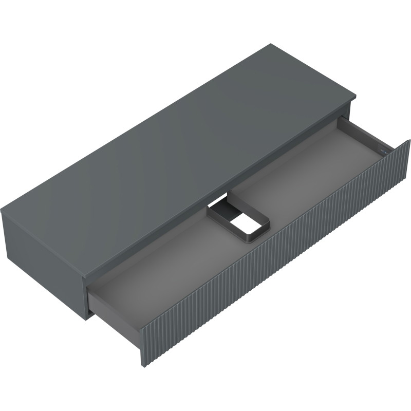 Mexen Rivel dulap de baie sub chiuvetă 140 cm cu blat, 1 sertar, canelat, grafit mat - 91A20-14023-1-BFC66