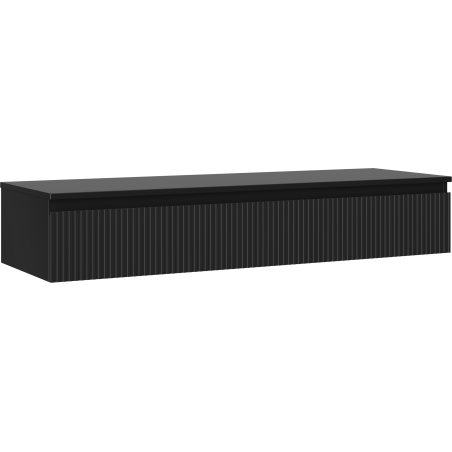 Mexen Rivel dulap baie pentru lavoar 140 cm cu blat, 1 sertar, cu caneluri, negru mat - 91A20-14023-1-BFC71