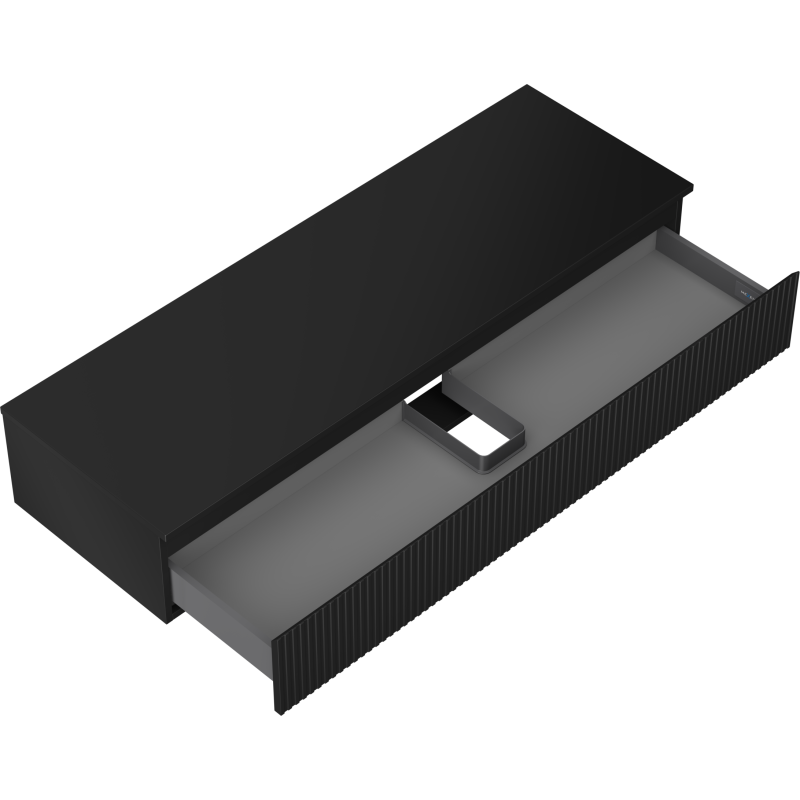 Mexen Rivel dulap baie sub chiuvetă 140 cm cu blat, 1 sertar, frezat, negru mat - 91A20-14023-1-BFC71