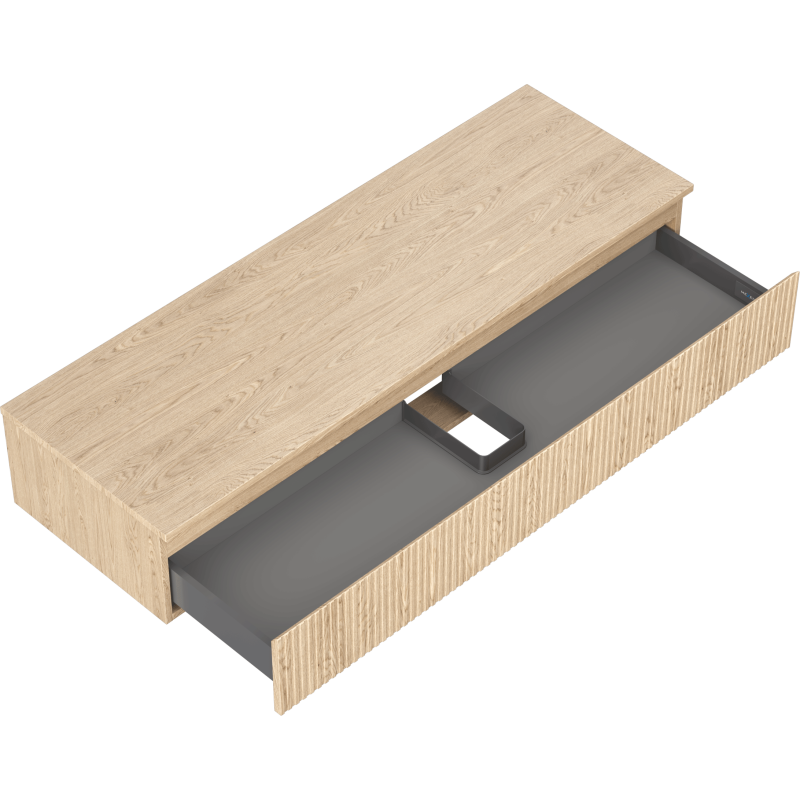 Mexen Rivel dulap baie sub lavoar 140 cm cu blat, 1 sertar, canelat, stejar - 91A20-14023-1-BFC81