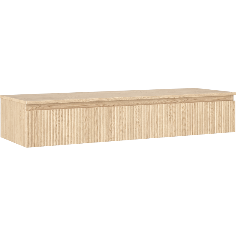 Mexen Rivel dulap baie sub lavoar 140 cm cu blat, 1 sertar, canelat, stejar - 91A20-14023-1-BFC81