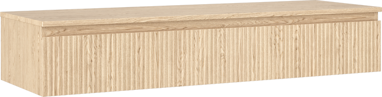 Mexen Rivel 140 cm-es mosdó alatti fürdőszobai szekrény pulttal, 1 fiók, bordázott, tölgy - 91A20-14023-1-BFC81