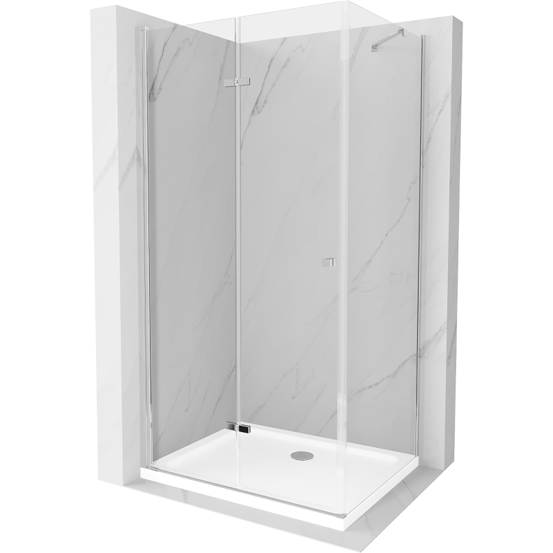 Mexen Lima cabină de duș pliabilă 70 x 80 cm, transparent, crom + cadă Flat - 856-070-080-01-00-4010