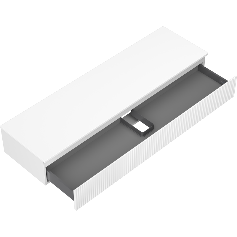 Mexen Rivel dulap de baie sub lavoar 160 cm cu blat, 1 sertar, canelat, alb mat - 91A20-16023-1-BFC01