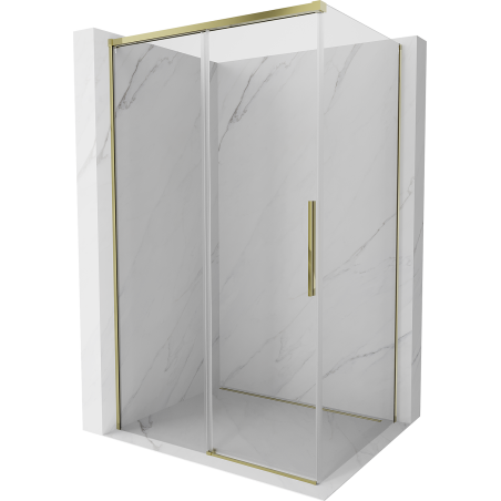 Mexen Rox cabină de duș glisantă 140 x 120 cm, transparentă, aurie - 8C2-140-120-50-00