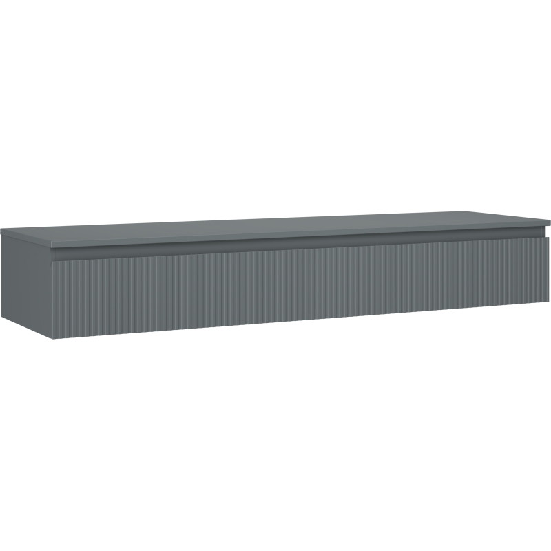 Mexen Rivel dulap băii sub lavoar 160 cm cu blat, 1 sertar, canelat, grafit mat - 91A20-16023-1-BFC66