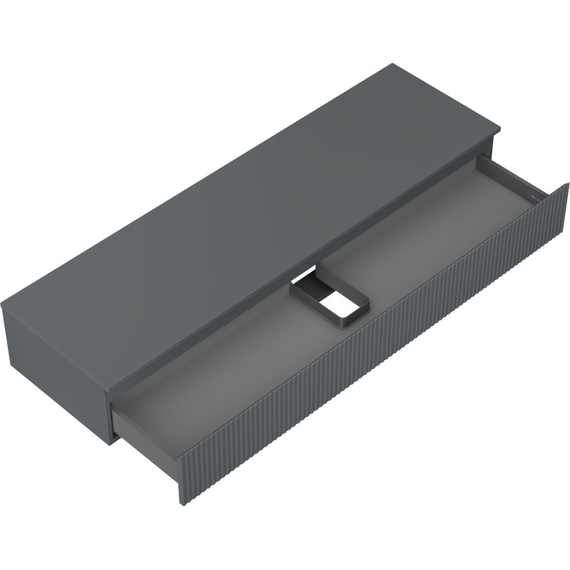 Mexen Rivel dulap băii sub lavoar 160 cm cu blat, 1 sertar, canelat, grafit mat - 91A20-16023-1-BFC66