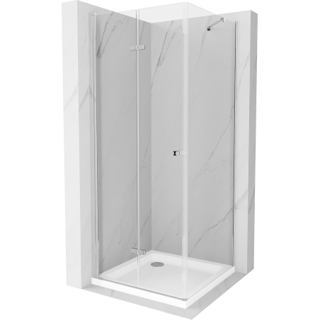 Mexen Lima cabină de duș pliabilă 80 x 80 cm, transparent, crom + cadă de duș Flat - 856-080-080-01-00-4010