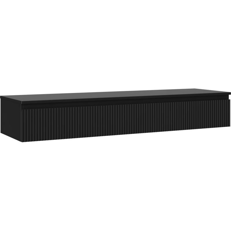 Mexen Rivel dulap baie cu blat de 160 cm, 1 sertar, textură rificată, negru mat - 91A20-16023-1-BFC71