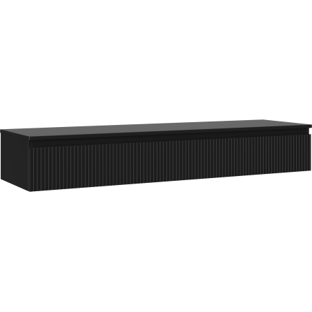 Mexen Rivel dulap baie sub lavoar 160 cm cu blat, 1 sertar, canelat, negru mat - 91A20-16023-1-BFC71