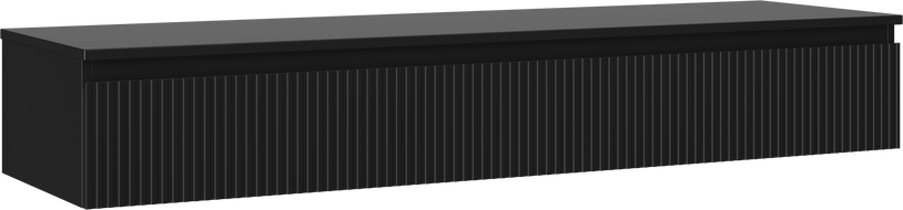 Mexen Rivel fürdőszobai mosdószekrény 160 cm-es, munkalappal, 1 fiókkal, bordázott, fekete matt - 91A20-16023-1-BFC71