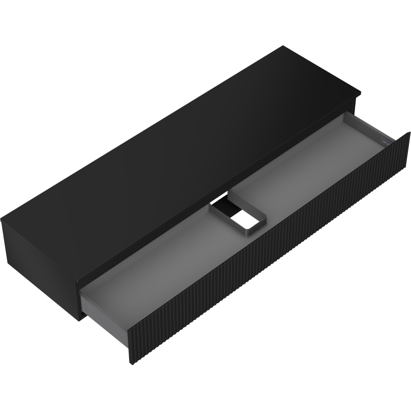 Mexen Rivel dulap baie sub lavoar 160 cm cu blat, 1 sertar, canelat, negru mat - 91A20-16023-1-BFC71