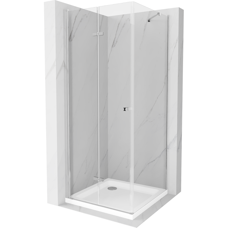 Mexen Lima cabina de duș pliabilă 80 x 100 cm, transparentă, crom + cădiță Flat - 856-080-100-01-00-4010