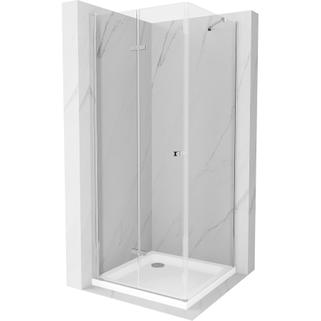 Mexen Lima cabina de duș pliabilă 80 x 100 cm, transparentă, crom + cădiță Flat - 856-080-100-01-00-4010