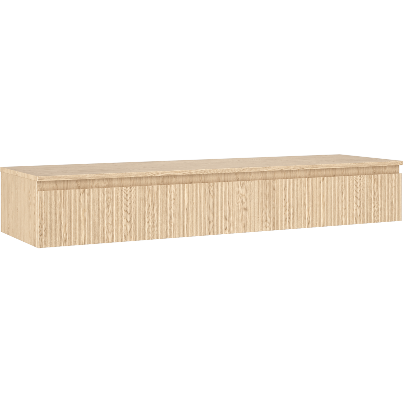 Mexen Rivel fürdőszobai szekrény mosdó alá 160 cm munkalappal, 1 fiókos, bordázott, tölgy - 91A20-16023-1-BFC81