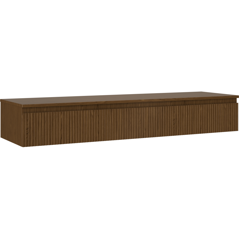 Mexen Rivel dulap baie sub lavoar 160 cm cu blat, 1 sertar, canelat, nuc - 91A20-16023-1-BFC86
