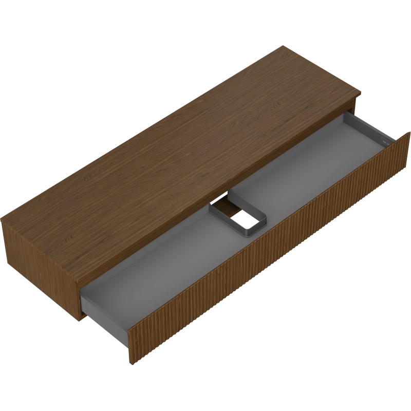 Mexen Rivel dulap baie sub chiuvetă 160 cm cu blat, 1 sertar, canelat, nuc - 91A20-16023-1-BFC86