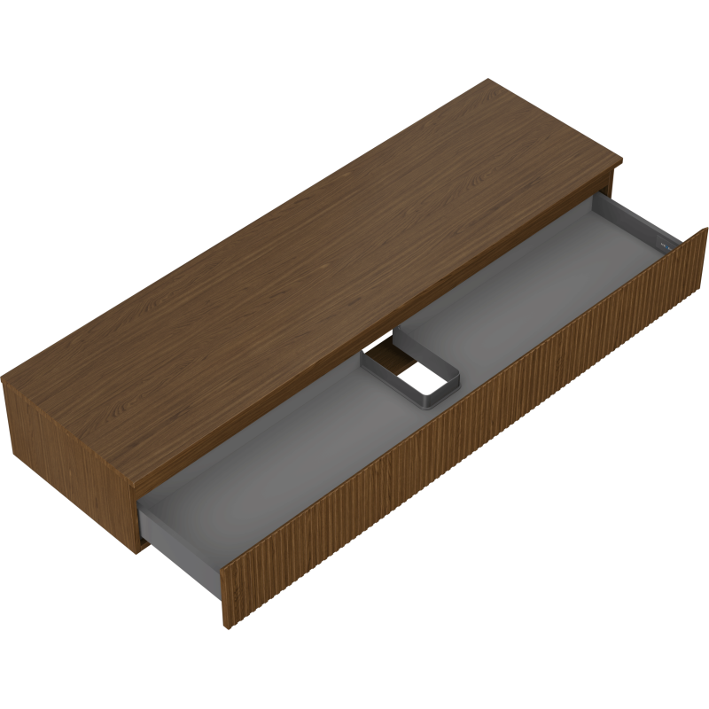 Mexen Rivel dulap baie sub chiuvetă 160 cm cu blat, 1 sertar, riflat, nuc - 91A20-16023-1-BFC86