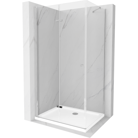 Mexen Lima cabina de duș pliabilă 90 x 100 cm, transparentă, crom + cădiță Flat - 856-090-100-01-00-4010
